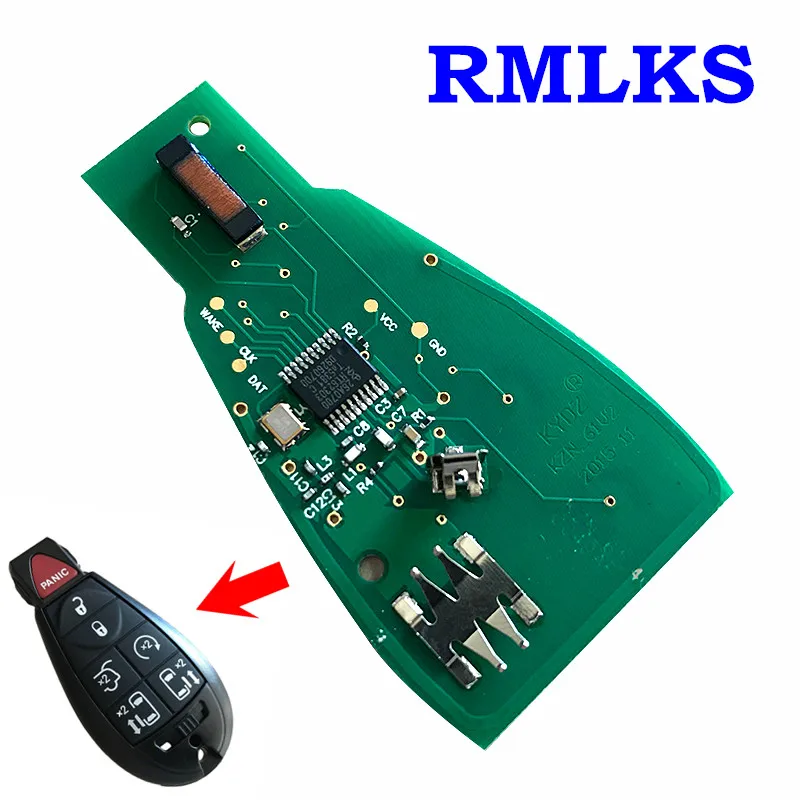

RMLKS FCC: M3N/IYZ-C01C Smart Remote Key Fobik Keyless Fob Transmitter 6B+Panic For Dodge For Chrysler 433MHz PCF7961 Chip PCB