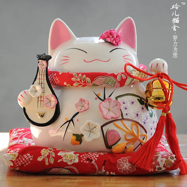 

Golden Flower Pipa cat ornaments opening marriage gifts Home Furnishing large ceramic jar