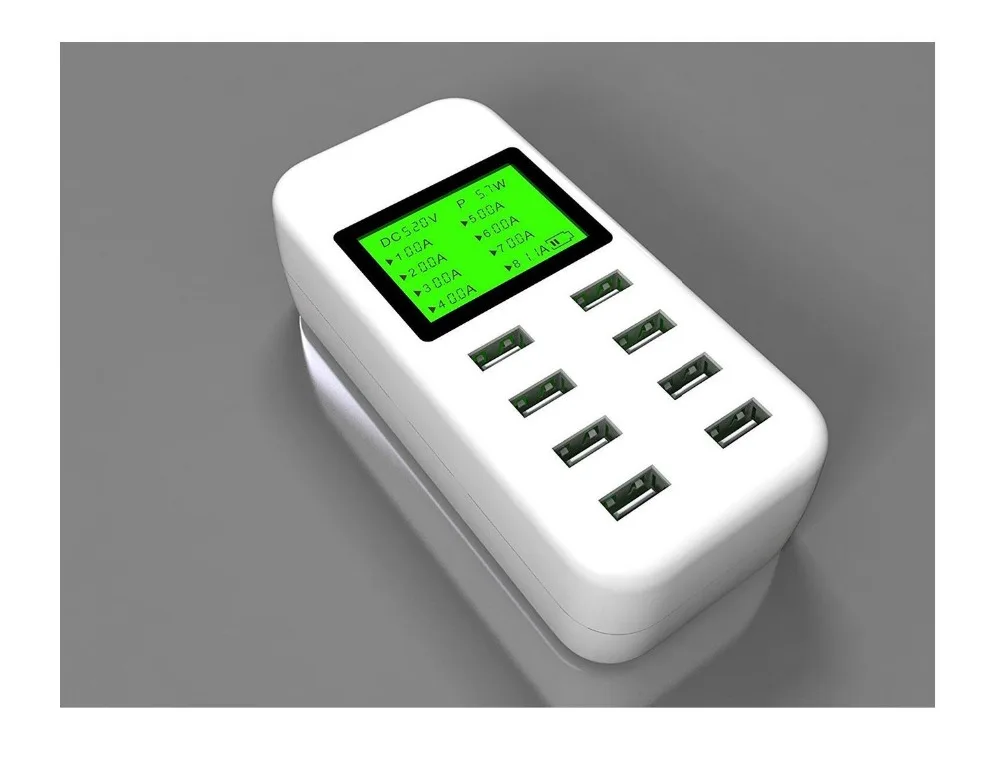 8 портов USB HUB зарядное устройство 5В/8А настольный ЖК-экран зарядная станция