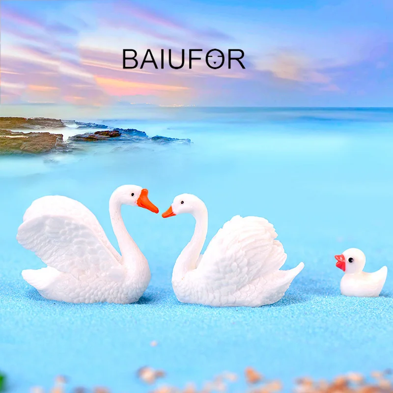 BAIUFOR Love Animal Miniatures лебедь пара модель фигурки Сказочный Сад Декор Террариум