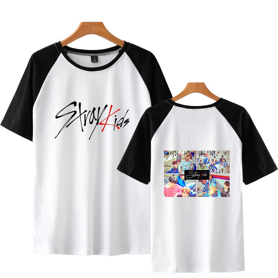 

stray kids Cool Summer Short Sleeve Printed Raglan T-shirt Soft Fashion Men/Women Personality Fresh Casual Soft T-shirt