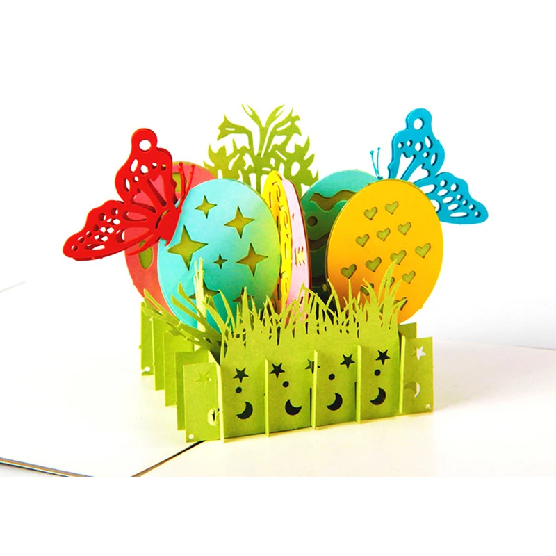 Ester Greeting Cards Creative 3D Hollow Egg Pattern Beautiful Butterfly Popup Card Holiday Birthday | Дом и сад