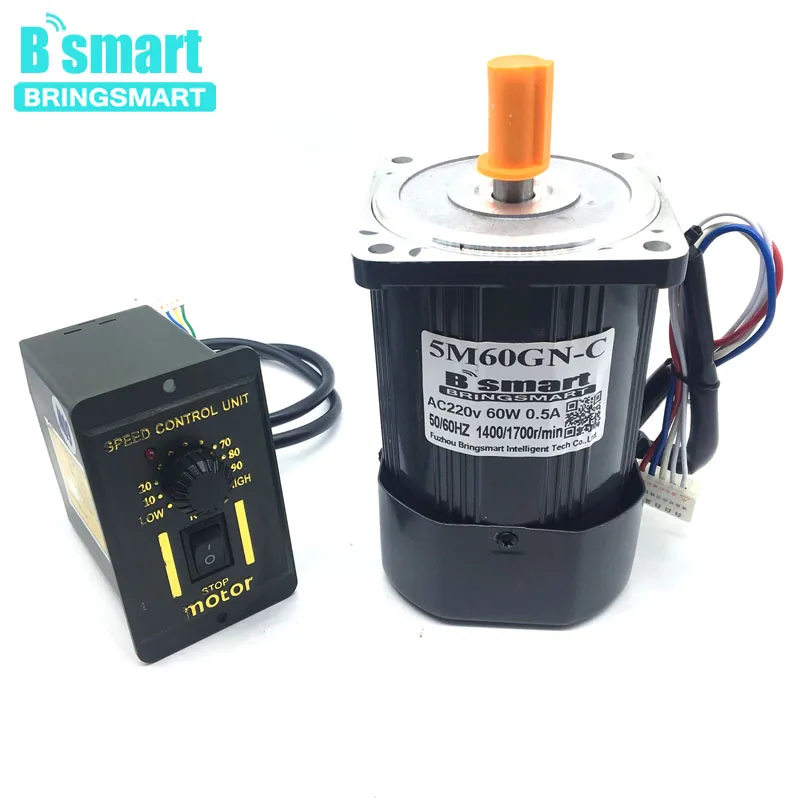 Bringsmart 5M60GN-CC 220V 60 Вт моторный накопитель переменного тока небольшого машинного оборудования высокого Скорость производительный электромотор переменного тока Регулируемый Скорость мотор