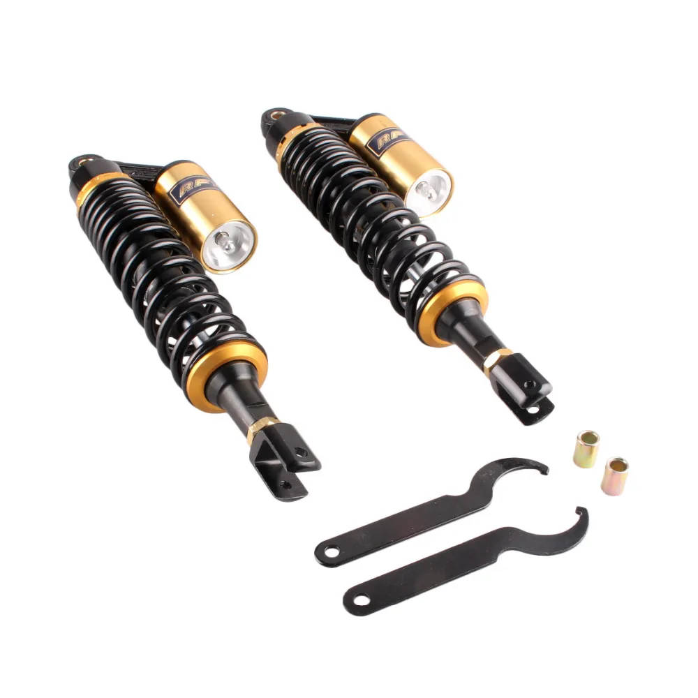 Задние воздушные амортизаторы 415 мм подвеска с отверстием для Honda UTV Quad Scooter Moped ATV Black/Gold|Защита от падения| |