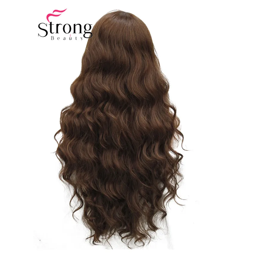 StrongBeauty парик из синтетического кружева спереди волнистый коричневый выделенный полный парик для женщин - Цвет: #30