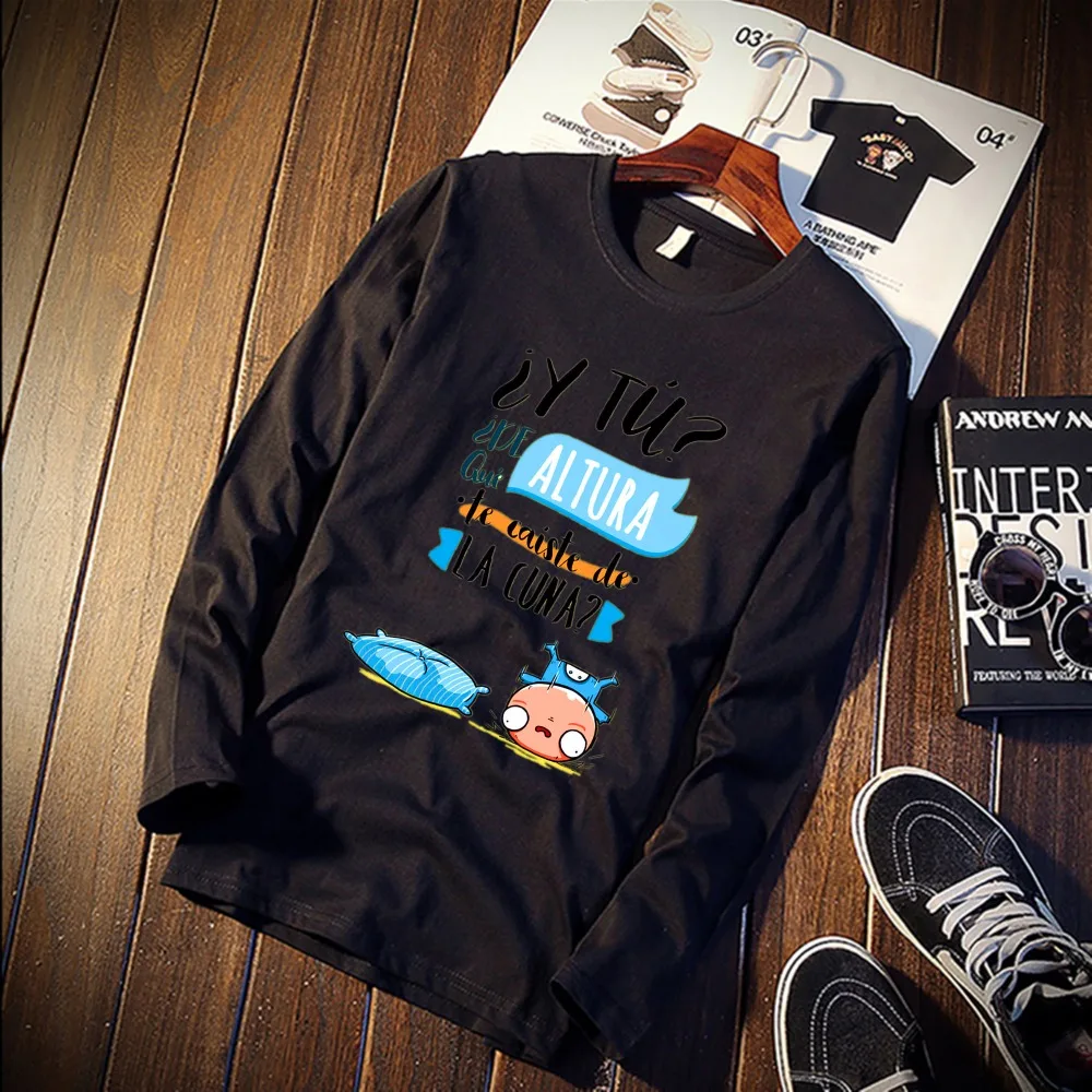 Новинка, футболка с длинным рукавом, унисекс, Mr Wonderful, мультяшный дизайн, хлопок, топ, футболка, повседневная, с круглым вырезом, уличная одежда