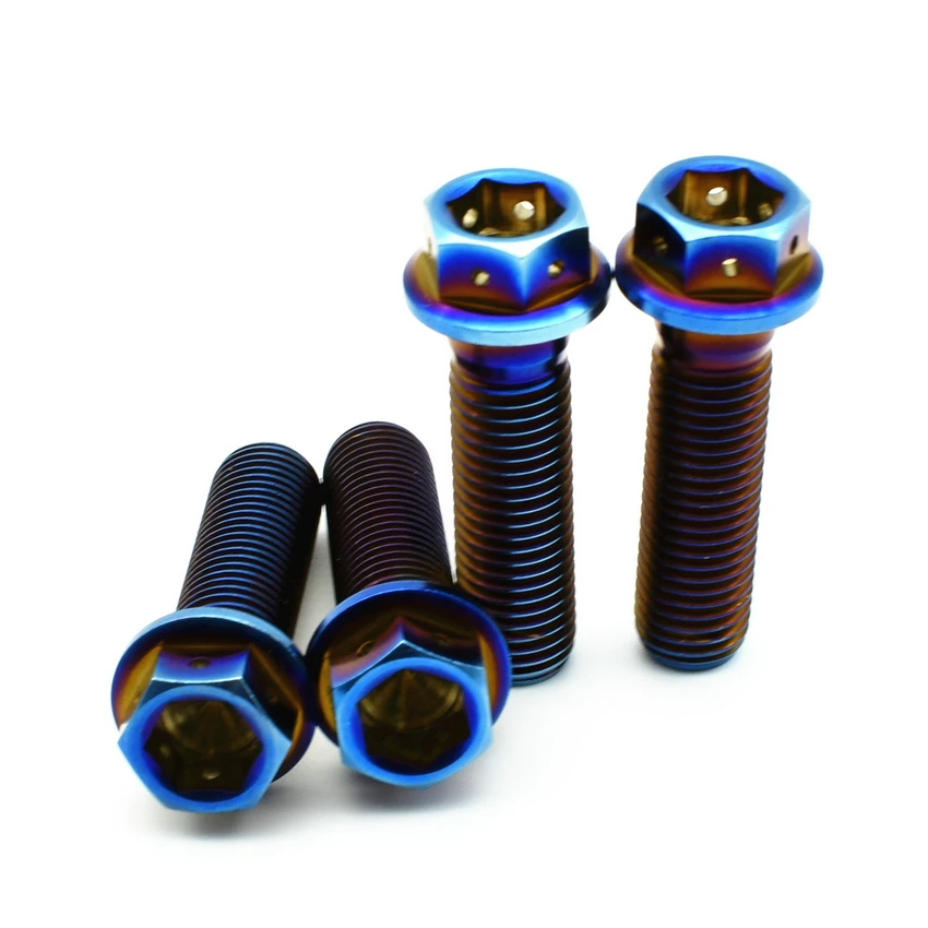 Титановые Болты M10 20 25 30 35 40 45 50 60 70 мм самодельные винты MTB синего цвета с двойным