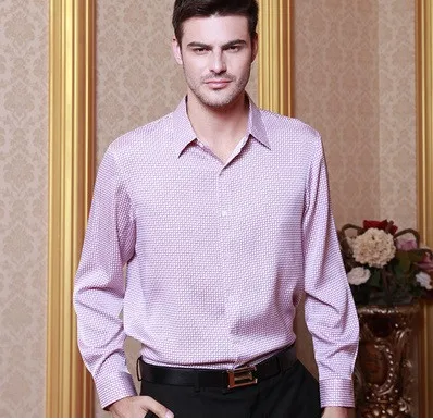 Высококачественная Мужская шелковая рубашка с длинным рукавом hangzhou 100%
