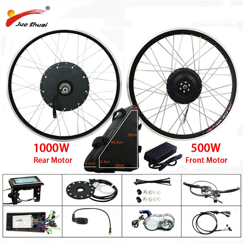 48V 500W 1000W комплект для переоборудования электрического велосипеда с 20AH Батарея сзади Blushless мотор для центрального движения колеса для 2" 700C Байк, способный преодолевать Броды для электронного велосипеда комплект