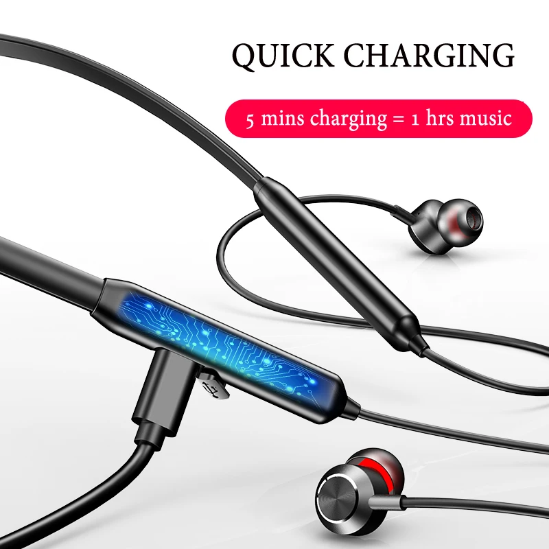 ECHILI быстрая зарядка Bluetooth V5.0 наушники беспроводные спортивные с шейным ремешком
