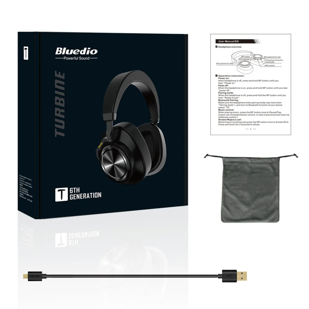 Bluedio T6 Active Шум Отмена наушники беспроводные bluetooth гарнитура с микрофоном для
