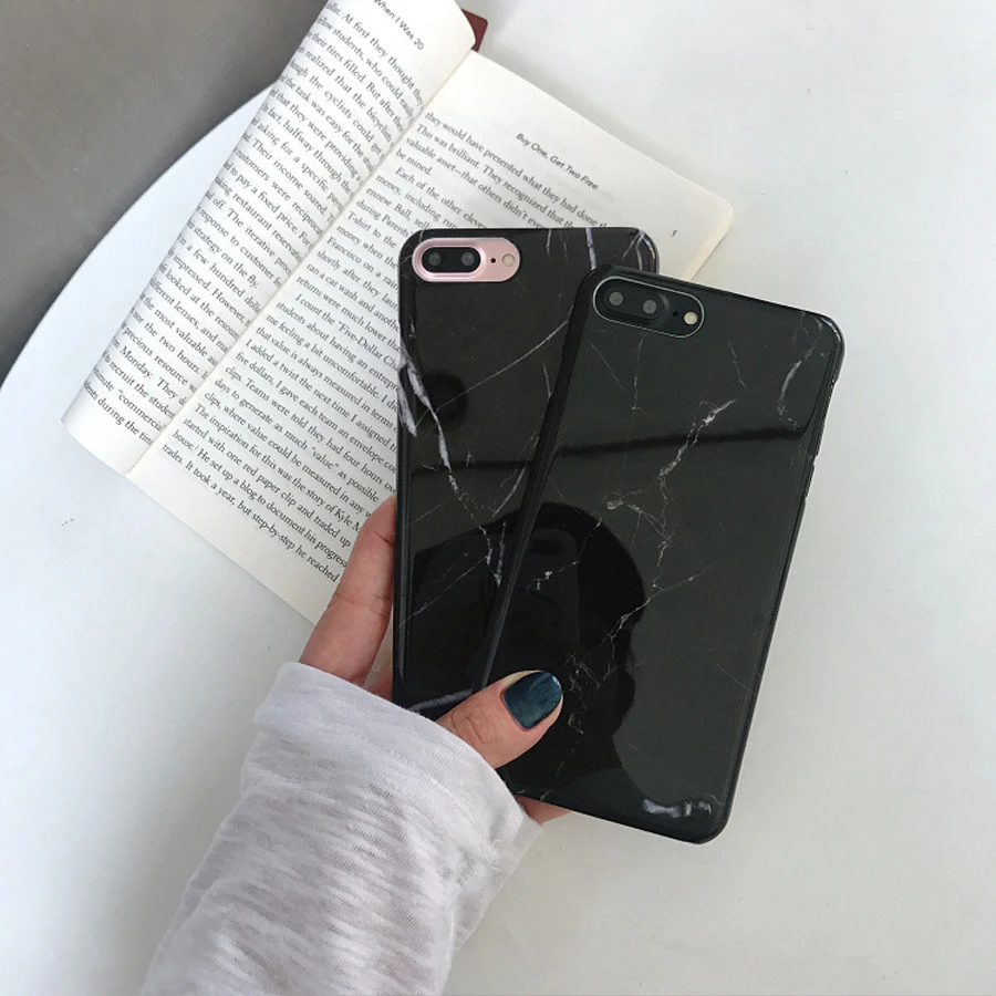Модный брендовый мраморный чехол для телефона для iphone X Xs чехол для MAX XR для iphone 6 S 7 6Plus 6 S 7Plus 8 8Plus Жесткий Чехол Черный Белый Чехол