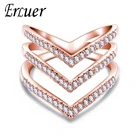 ERLUER Многослойные V-образные кристаллические циркониевые золотистые большие кольца ювелирные изделия для женщин ювелирные изделия для вечеринки на годовщину