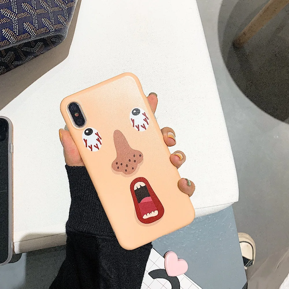 Fashion Cecilia boey Frightened face Silicone phone Case For iphone 6 6S 7 8 plus X XR XS MAX Soft TPU Cover Capa Fundas |