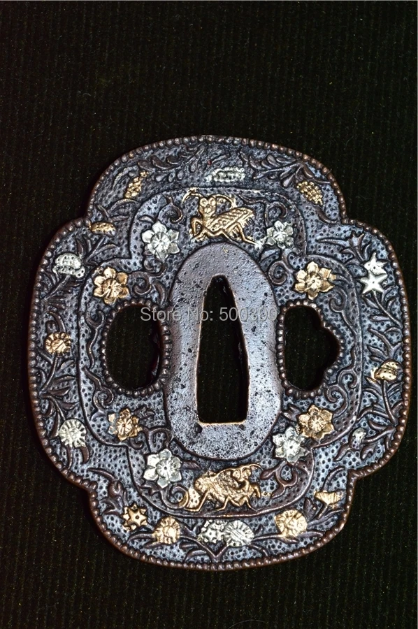 Латунный защитный TSUBA для японского самурайского меча аксессуар катаны W/тема-TSUBA