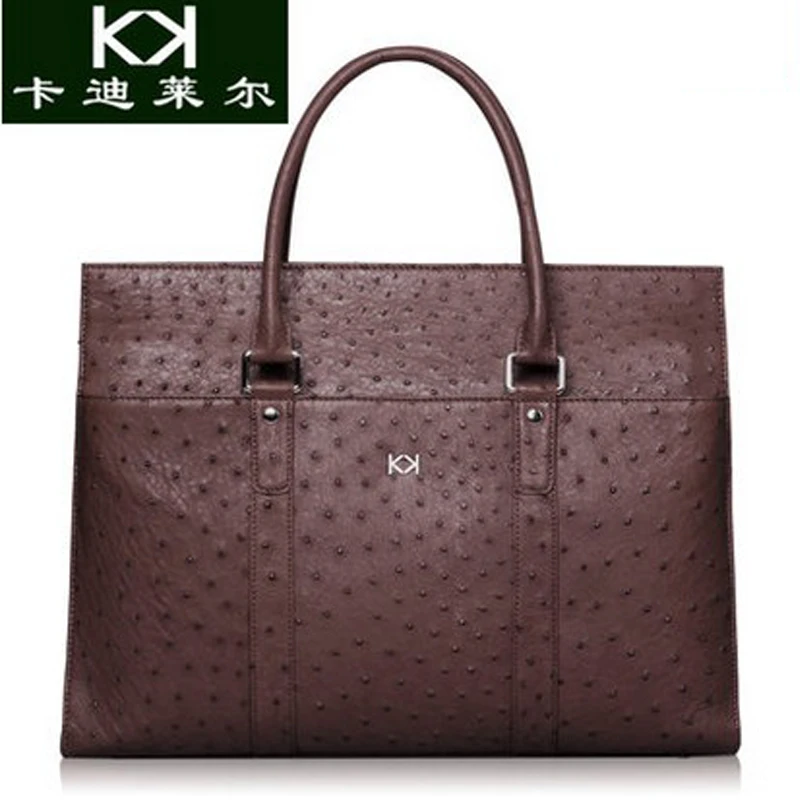 

KADILER new real ostrich leather bags men handbag cross section leisure business men ostrich handbag