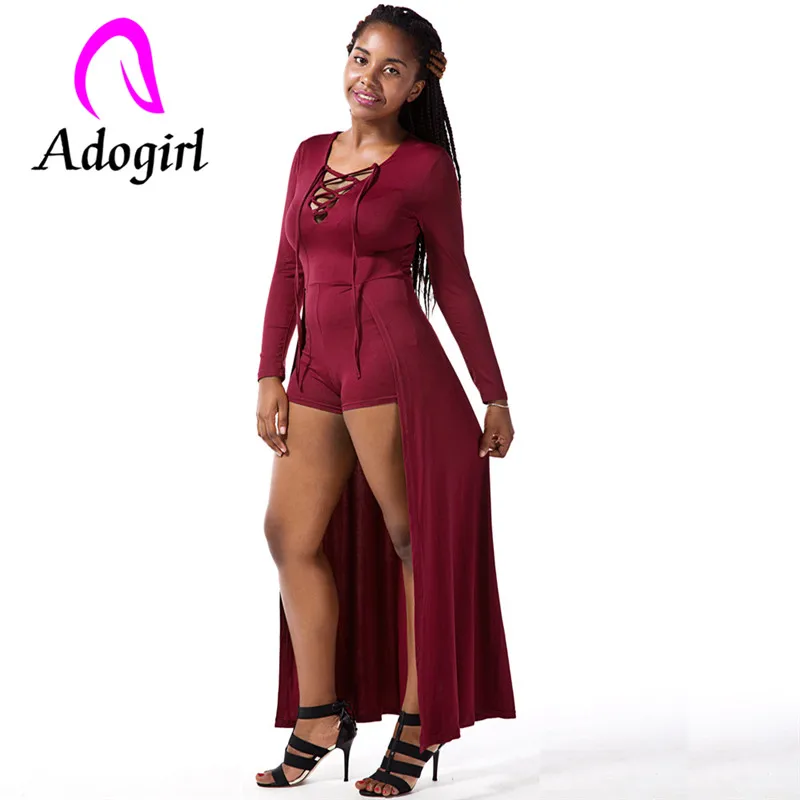 Adogirl/топы на шнуровке с длинными рукавами и коротким низом боди коктейльный халат