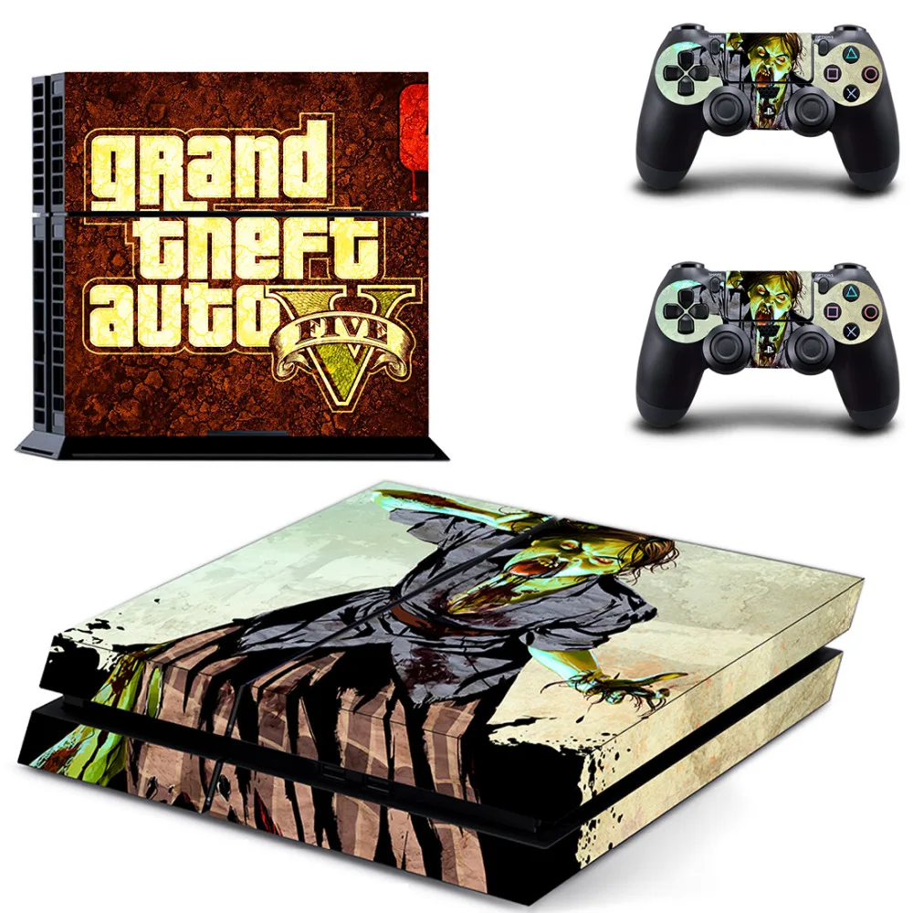 Grand Theft Auto V GTA 5 PS4 Наклейка для консоли Sony PlayStation 4 и 2 контроллера наклейка