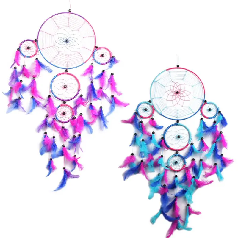 Ловец снов ручной работы традиционный розовый и фиолетовый цвета длина 8 5 дюйма