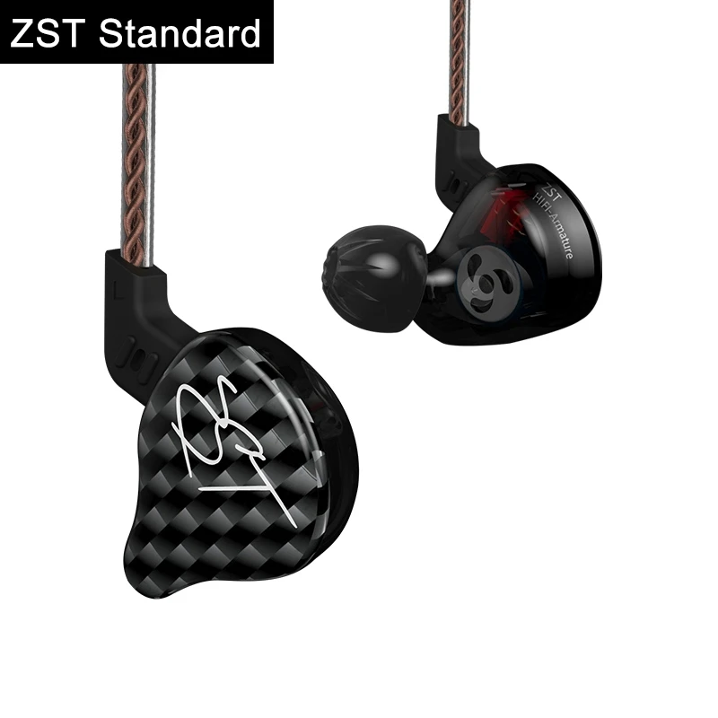 KZ ZST Проводная гарнитура сабфувер и спортивные наушники HIFI бас шумоподавление