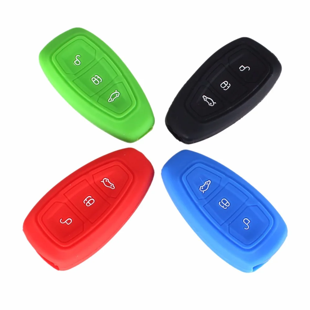 KEYYOU 3 кнопки силиконовый чехол для ключа автомобиля для Ford Focus Mondeo Fiesta Escape Ecosport чехол для ключа автомобиля