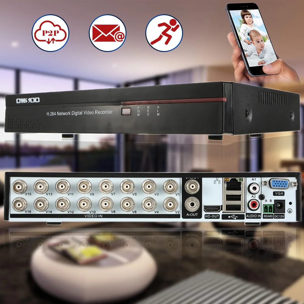 OWSOO 16CH Channel Full CIF H.264 HDMI P2P Cloud Network DVR цифровой видеорегистратор + 1 ТБ Seagate жесткий