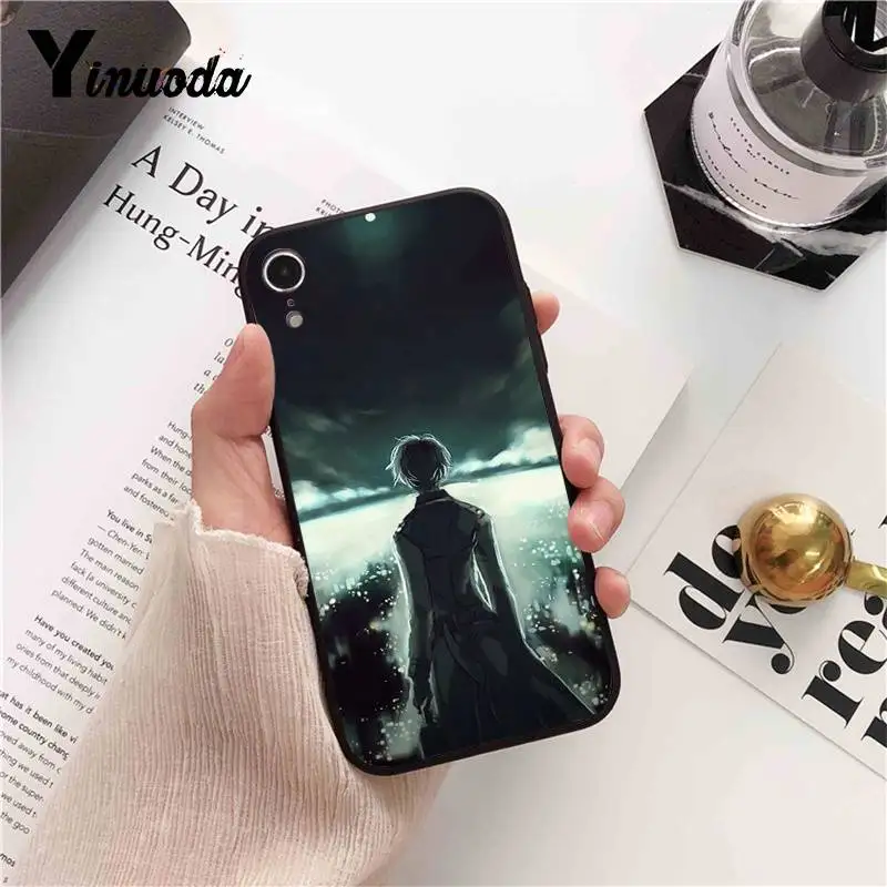 Yinuoda Японский Аниме Tokyo Ghoul силиконовый чехол для телефона iPhone 6S 6plus 7 7plus 8 8Plus X Xs MAX 5