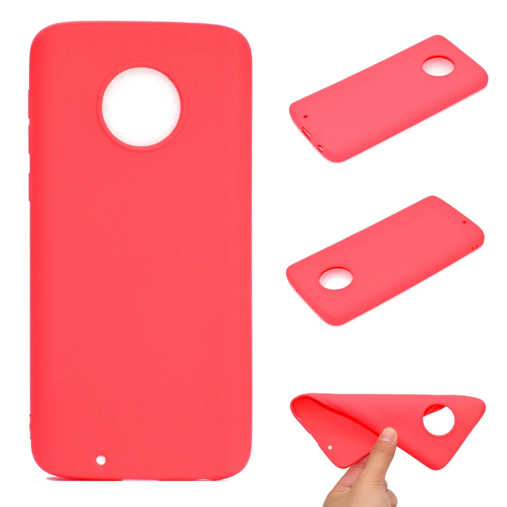 Sunjolly Solid Color Case for MOTO G6 Plus Soft TPU Silicon Pink Blue Thin Phone Cases Cover coque Motorola |