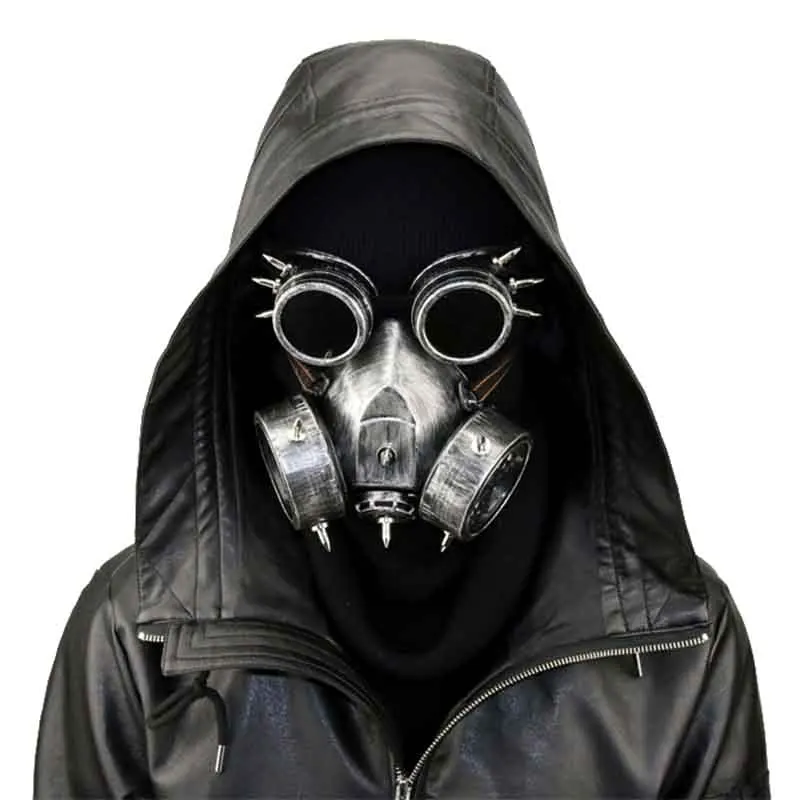 Ретро металлический блеск Смола с заклепками стимпанк противогаз Маска и очки