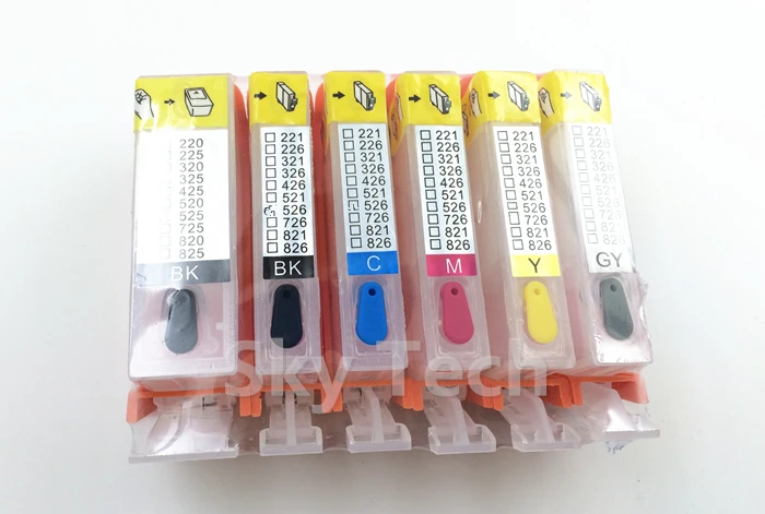 6PK пустой многоразовый картридж костюм для PGI220 CLI221 canon MP980 MP990 IP3680 MP540 MP620 MP630 с чипом