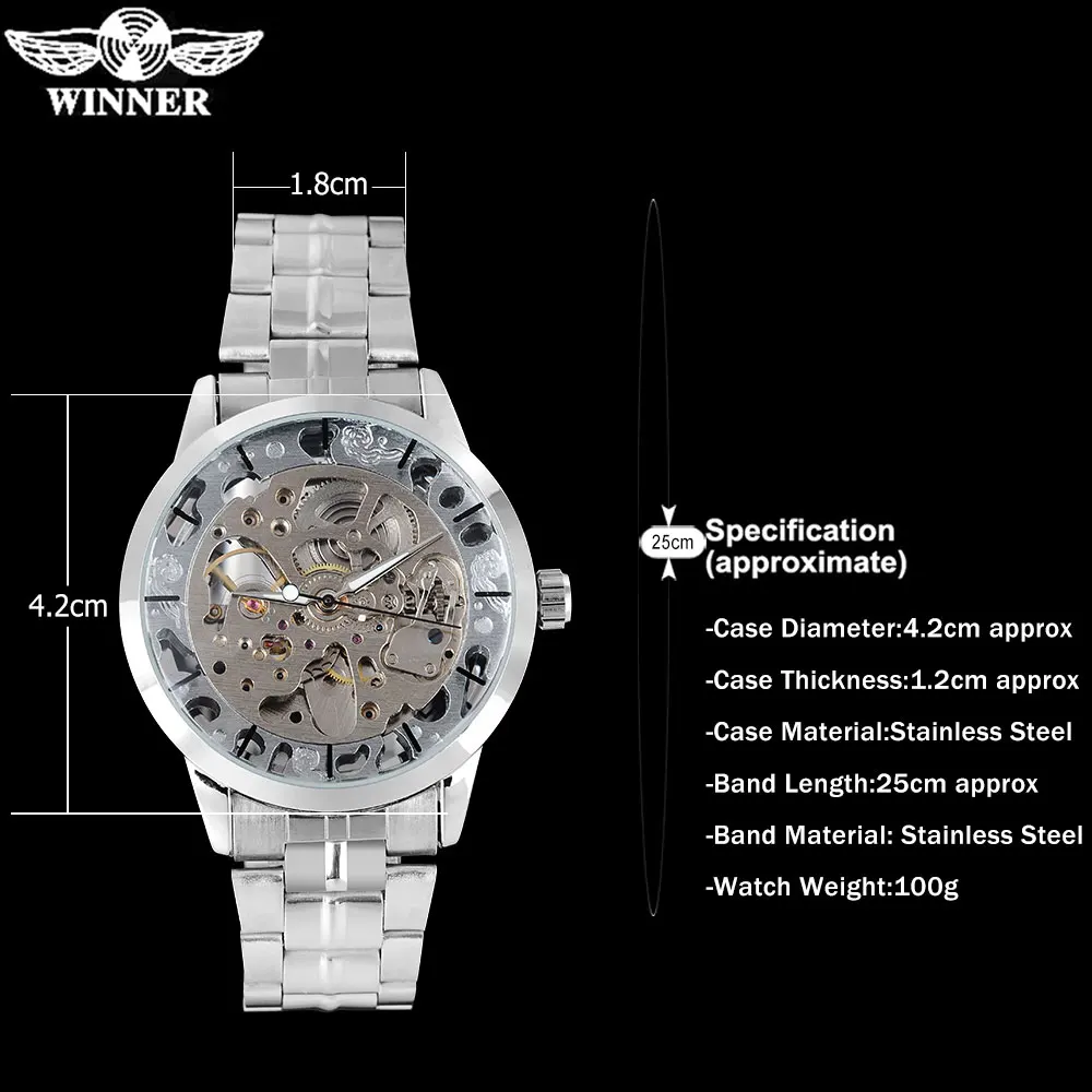 Часы наручные Winner Мужские механические модные брендовые автоматические