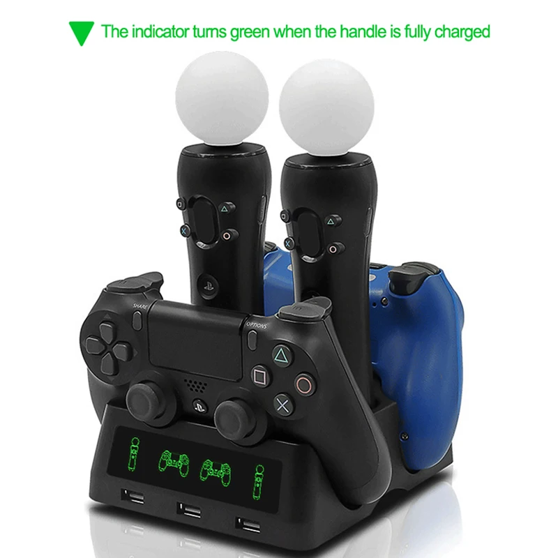 4 в 1 зарядная док-станция для PS4 PS Move PS VR P4 Джойстик зарядное устройство для PS4 Slim/PS4 Pro контроллер Подставка для sony Playstation 4 Pro