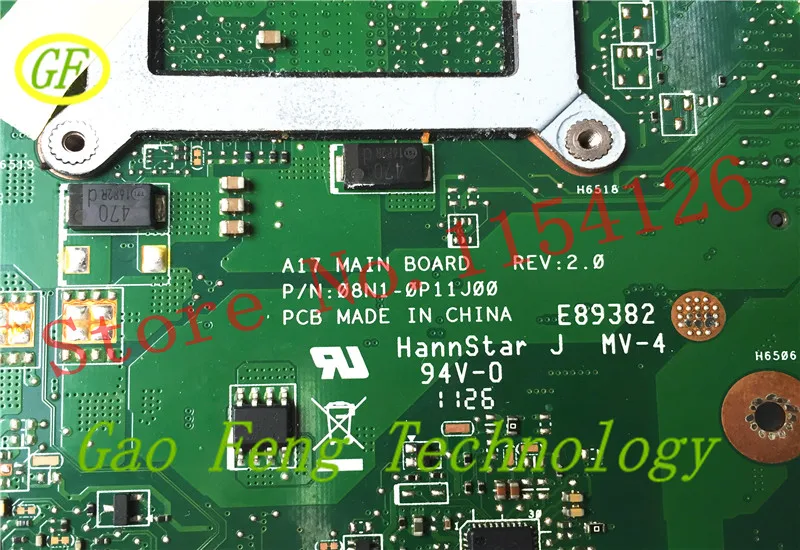 Материнская плата для ноутбука ASUS A17 08N1 0P11J00 69N0XVM50A01 DDR3 Встроенная 100% ТЕСТ ОК|motherboard