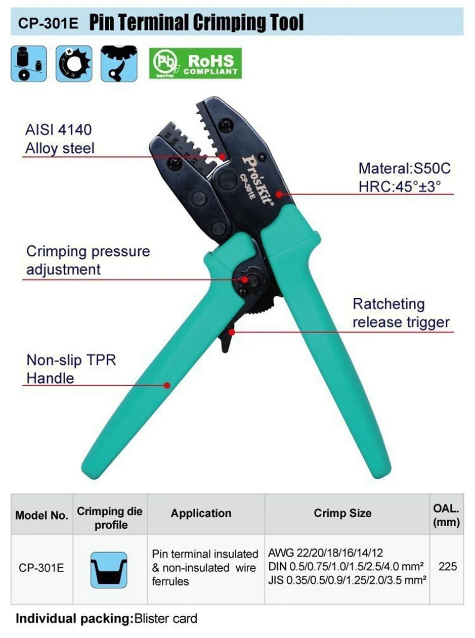 

CP-301E crimping tool 30% criping power saving Multifunctional