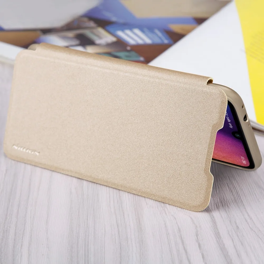 Gold Чехол Nillkin для Redmi Note 7 Pro Note 7S, роскошный откидной кожаный чехол Nilkin для телефона Xiaomi Redmi Note 7 Capa - Цвет: Gold