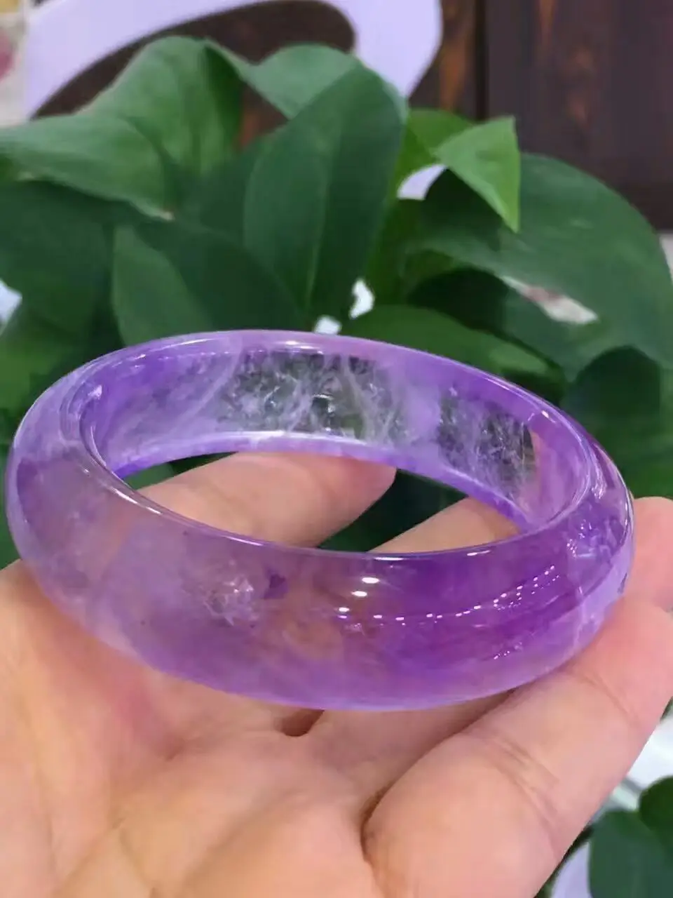 Натуральный Лавандовый Аметист Кристалл женский браслет AAAA внутренний диаметр 54