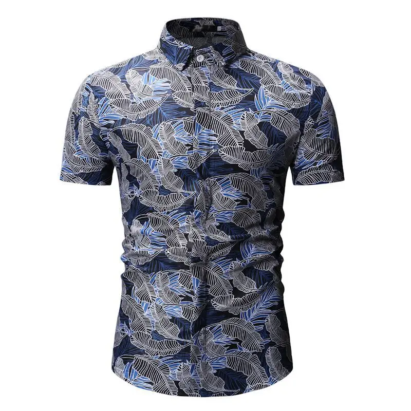 2019 Summer Fashion Mens Shirt Slim Fit Short Sleeve Floral Clothing Trend Casual Flower Shirts Size M-3XL | Мужская одежда