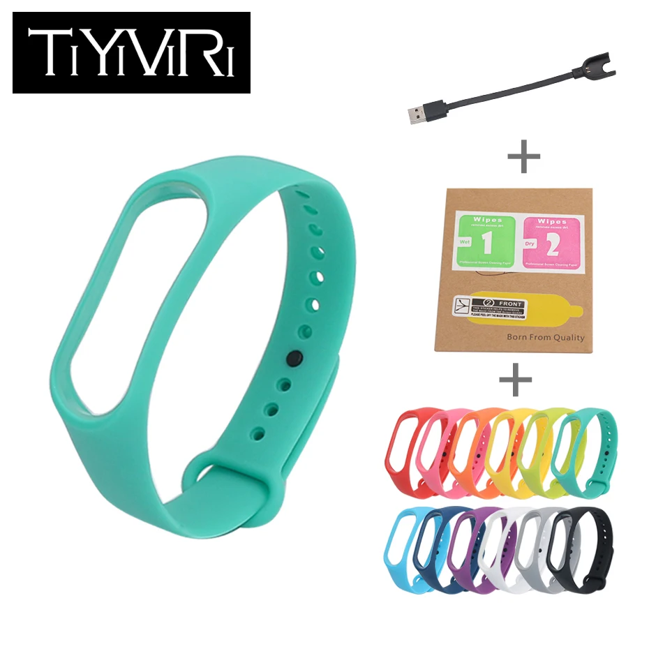 Новейший сменный ремешок для Mi band3 и USB зарядное устройство + Защитная пленка