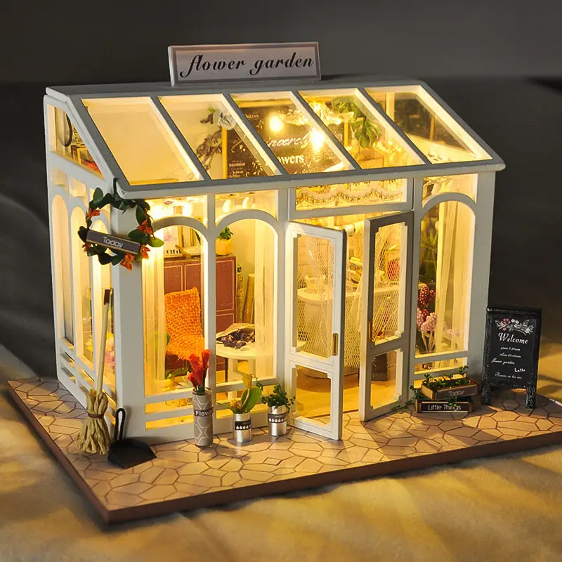 WINCO Деревянный Diy Кукольный дом игрушка миниатюрная коробка головоломка кукольный домик Diy Набор мебель цветок торт магазин модель подарок игрушка для детей