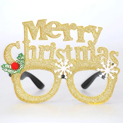 gold Merry Christmas Рождественские украшения для взрослых и детей, праздничные игрушки Санта снеговик, рога, очки, праздничное украшение - Цвет: gold Merry Christmas