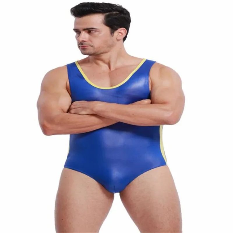 Новый мужской корсет жилет сиамские боксеры из искусственной кожи с лямкой на