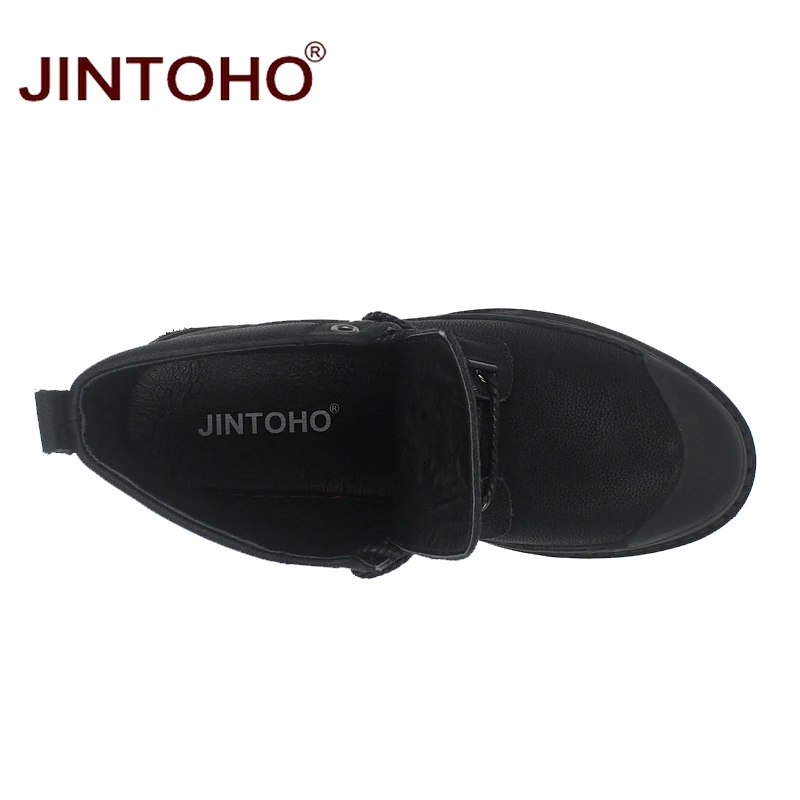 Ботинки JINTOHO мужские из натуральной кожи теплые зимние сапоги резиновая обувь