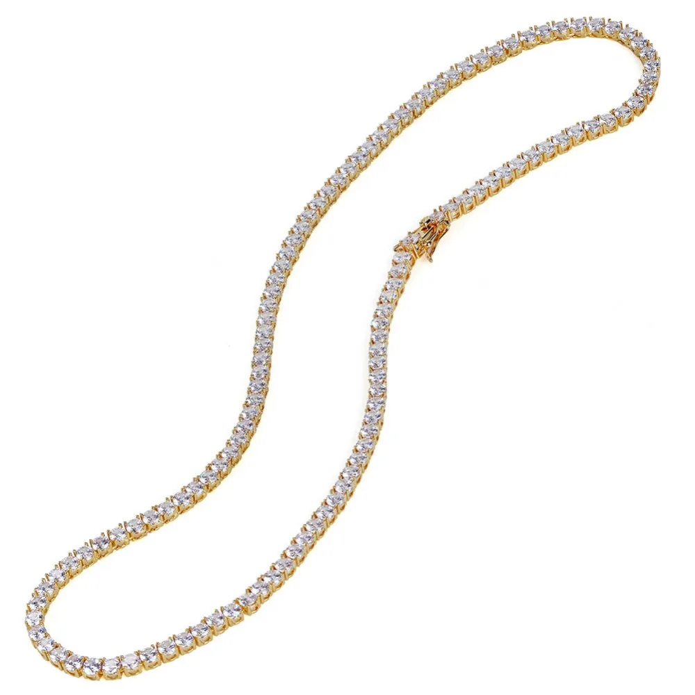 Iced Out Tennis Chain 3mm Gold Necklace Luxury Brand Ice Link New Micro-inlaid Zircon Hip Hop Jewelry for Men and Women | Украшения и