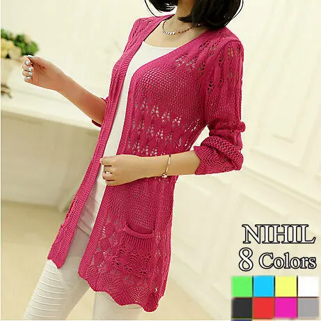 Plus Size Long Cardigans New Knitted Sweaters 2016 Women Fashion Lace Cardigan Hollow out Crochet Casual Blouses Autumn Sweater |