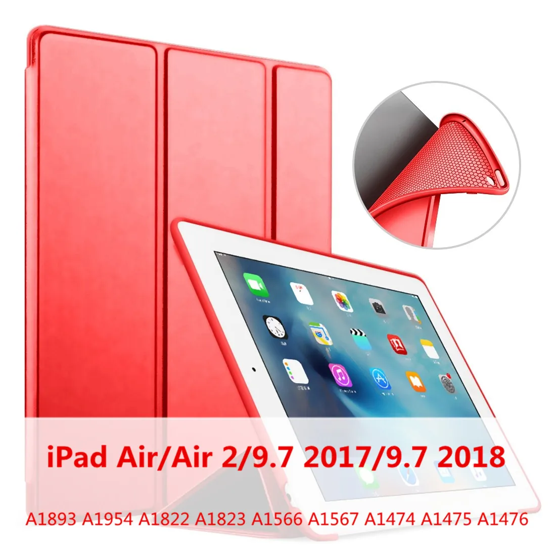 Air 1 2 2017 2018-RD Мягкий чехол для iPad воздуха смарт-чехол для iPad 9," Wake-сон Funda для iPad Air 2, 3, 4, тонкий кожаный Капа для iPad Mini 1 2 3 4 5 - Цвет: Air 1 2 2017 2018-RD