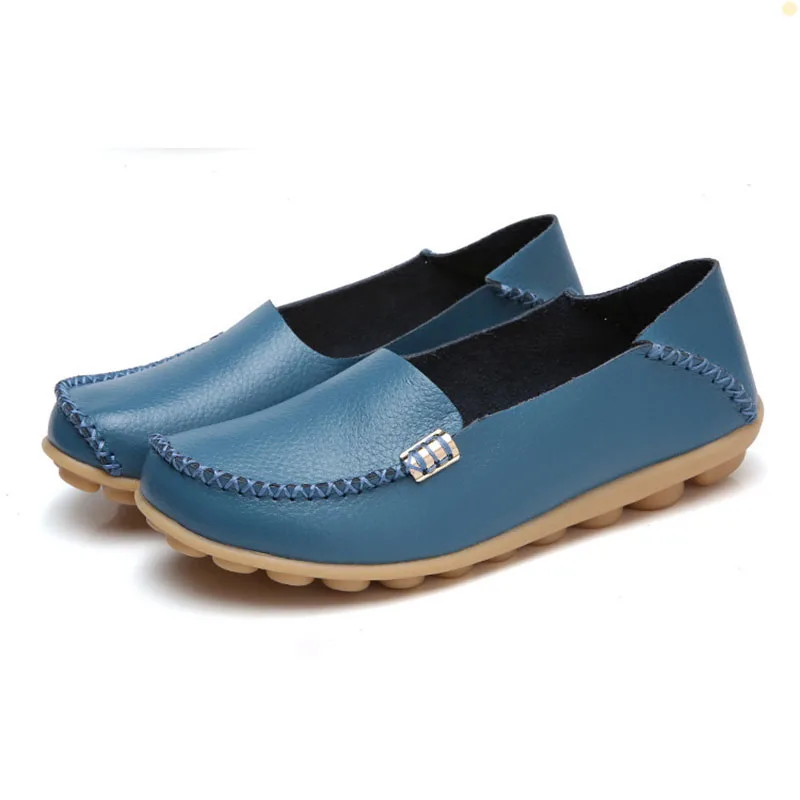2018 Новая женская обувь однотонная кожаная на плоской подошве Женский мокасин