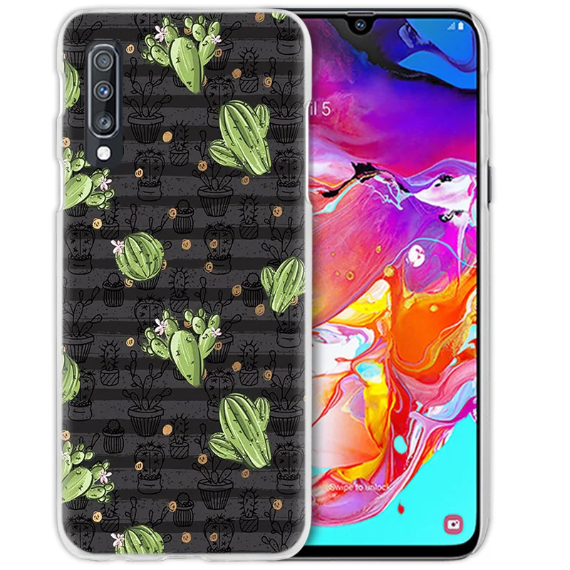 Кактус Винтаж цветок чехол для samsung Galaxy A50 A70 A20e A60 A40 A30 A20 A10 A8 A6 плюс A9 A7 жесткий чехол для телефона из поликарбоната с Coque
