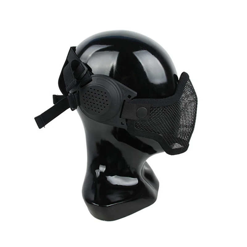 

NEW Outdoor Airsoft Paintball CS Game Camouflage Mask Tactical Wire Mesh Half Face Ma-sk with Ear Protection TMC2723 BK/KK
