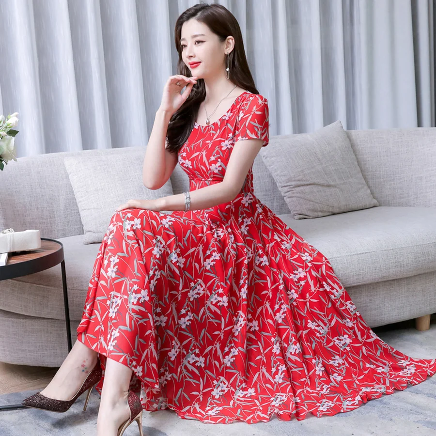Винтажные шифоновые Макси сарафаны Boho с цветочным рисунком 3XL размера плюс пляжные миди летние новые платья