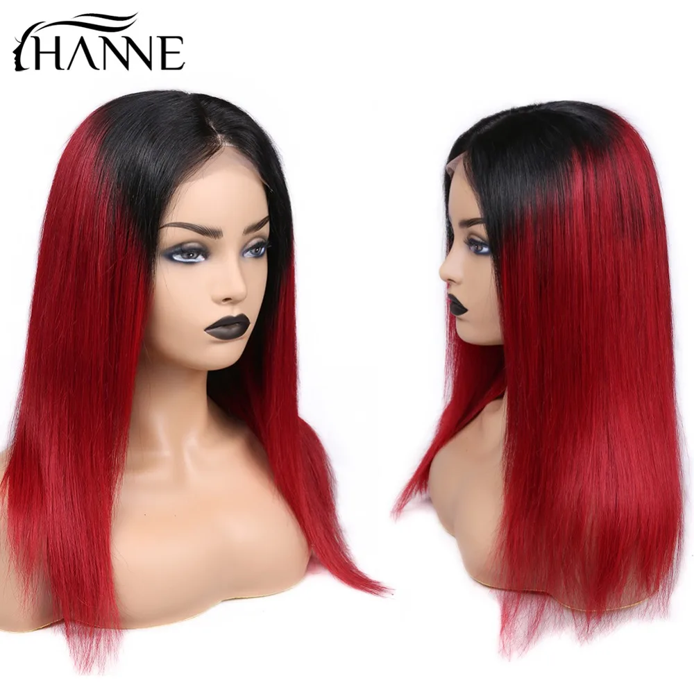 HANNE 4*4 парик из натуральных волос с естественным Hairline косплей парик Омбре розовый/99J/серый прямые человеческие волосы парики Bralizian